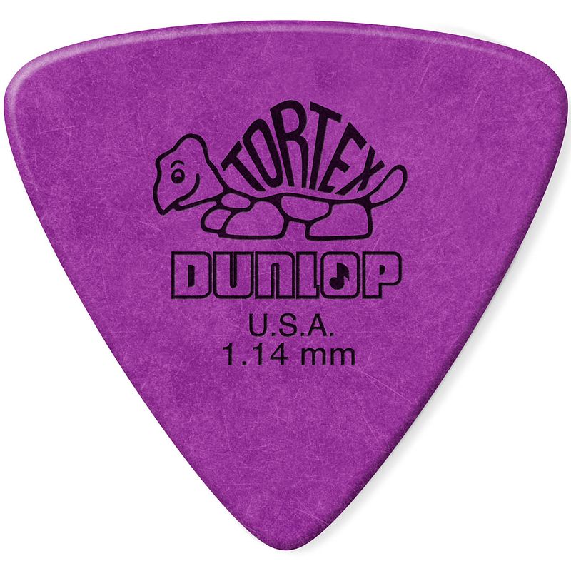 Foto van Dunlop 431r114 tortex triangle 1.14mm plectrum paars