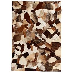 Foto van Vidaxl vloerkleed gemengd patchwork 80x150 cm echt leer bruin/wit