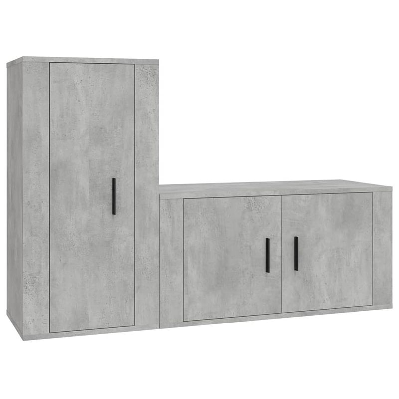 Foto van The living store televisiekastenset - klassiek betongrijs - 80 x 34.5 x 40 cm - 40 x 34.5 x 80 cm