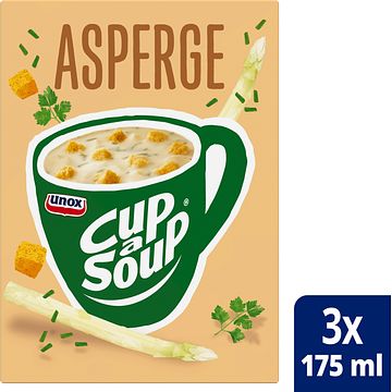 Foto van 2 zakken soep a 570 ml, pakken cupasoup a 3 stuks of single verpakkingen noodles of pasta | unox cupasoup asperge 3 x 175ml aanbieding bij jumbo