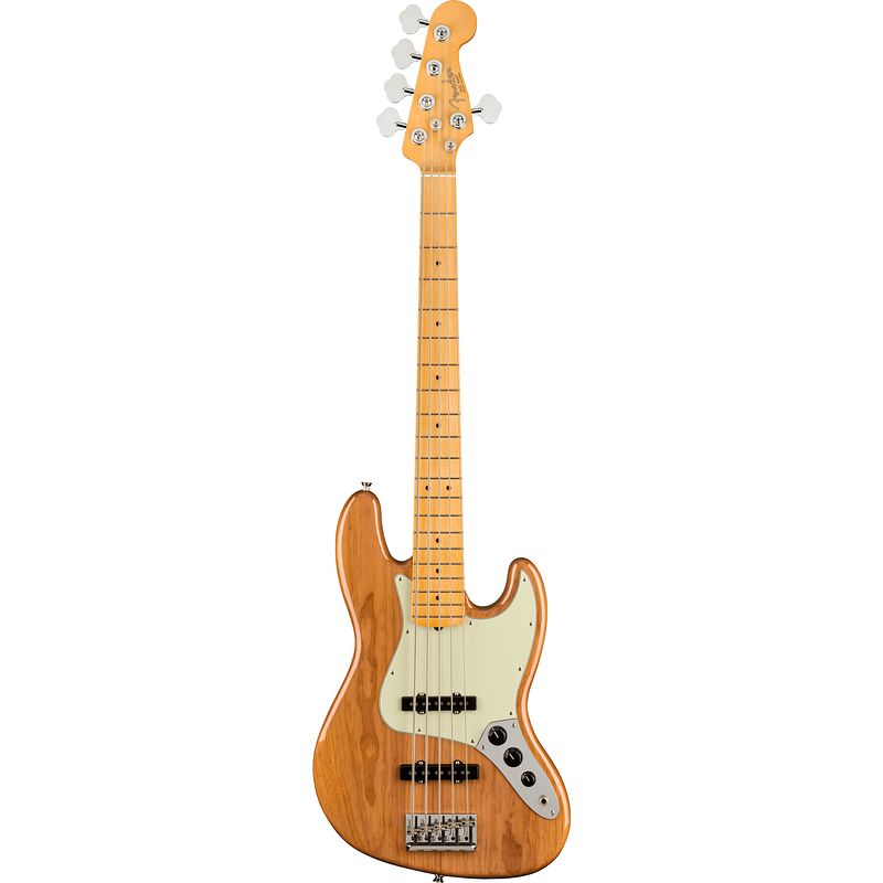 Foto van Fender american professional ii jazz bass v roasted pine mn 5-snarige elektrische basgitaar met koffer