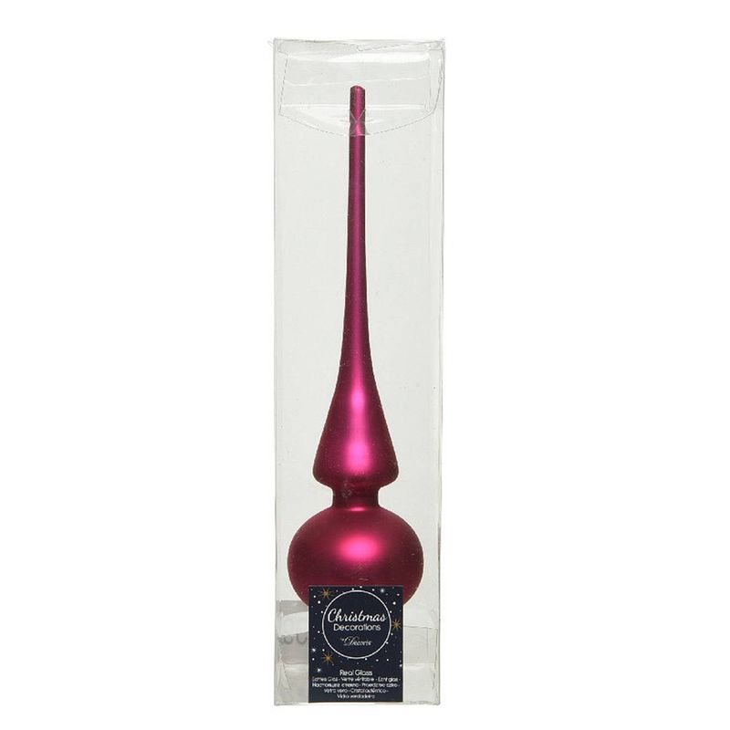 Foto van Bessen roze glazen kerstboom piek mat 26 cm - kerstboompieken