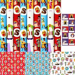 Foto van Club van sinterklaas inpak cadeaupapier incl. 40 naamstickers - 9 rollen 70 cm x 2 meter