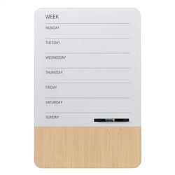Foto van Naga - magnetisch glasbord in combinatie met hout met week overzicht - wit en hout - 40 x 60 cm