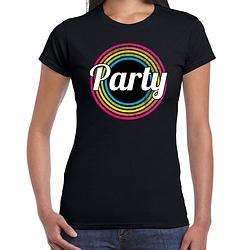 Foto van Party verkleed t-shirt zwart voor dames - 70s, 80s disco verkleed outfit 2xl - feestshirts