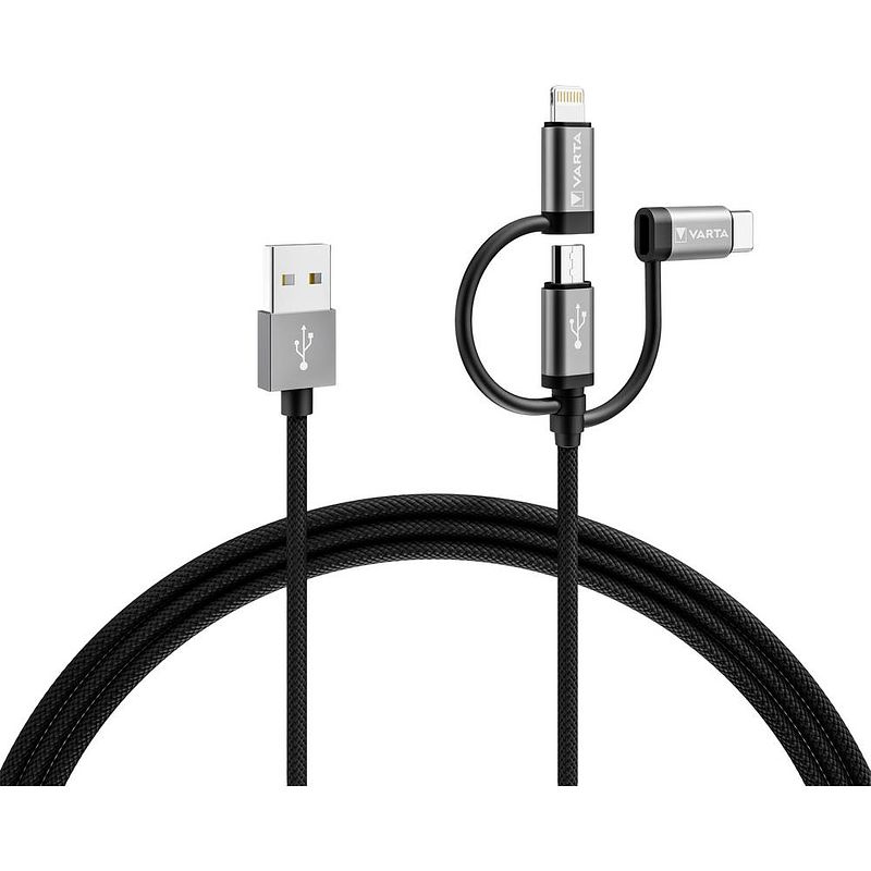 Foto van Varta speed charge & sync 3in1 usb-a to lightning/micro-usb/usb-c 57937101111 laadkabel