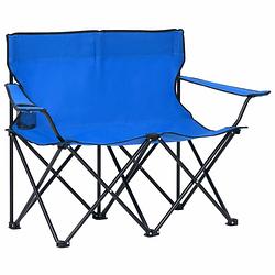 Foto van Vidaxl campingstoel 2-zits inklapbaar staal en stof blauw