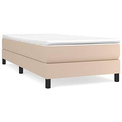 Foto van The living store boxspringframe - cappuccino kunstleer - 193 x 90 x 25 cm - multiplex lattenbodem