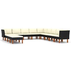 Foto van Vidaxl 12-delige loungeset met kussens poly rattan zwart