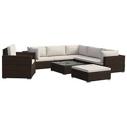 Foto van Infiori 8-delige loungeset met kussens poly rattan bruin