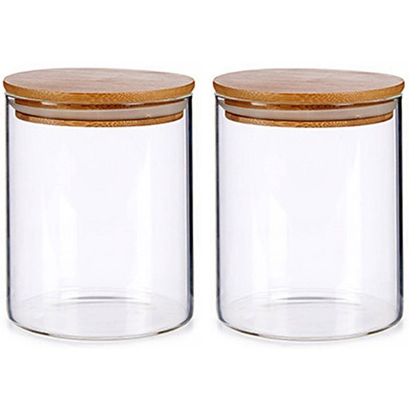 Foto van Set van 2x stuks glazen luxe keuken voorraadpotten/voorraadbussen 870 ml - voorraadpot