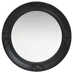 Foto van The living store wandspiegel barok - zwart - 50 cm - rond - met montagehaak