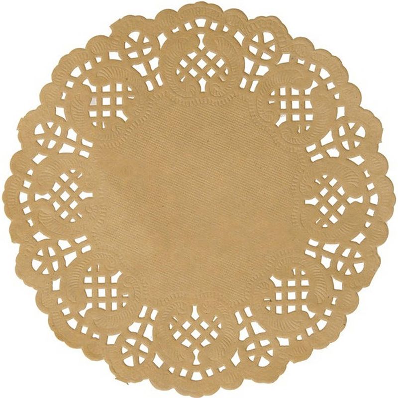 Foto van 20x placemats bruin/naturel 35 cm met kanten uitsnede - placemats