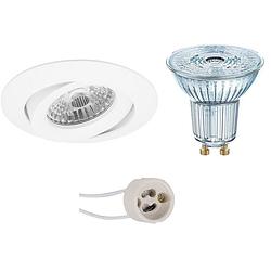 Foto van Led spot set - osram parathom par16 927 36d - pragmi uranio pro - gu10 fitting - dimbaar - inbouw rond - mat wit - 5.5w