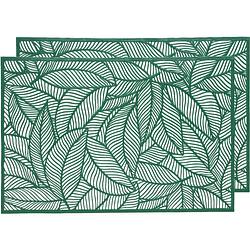 Foto van 2x placemat/onderzetter groen 30 x 45 cm bladeren motief - placemats