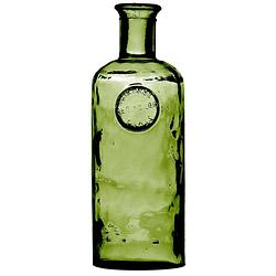 Foto van Natural living bloemenvaas olive bottle - smaragd groen transparant - glas - d13 x h27 cm - fles vazen - vazen