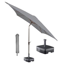 Foto van Kopu® vierkante parasol malaga 200x200 cm met hoes en voet - light grey