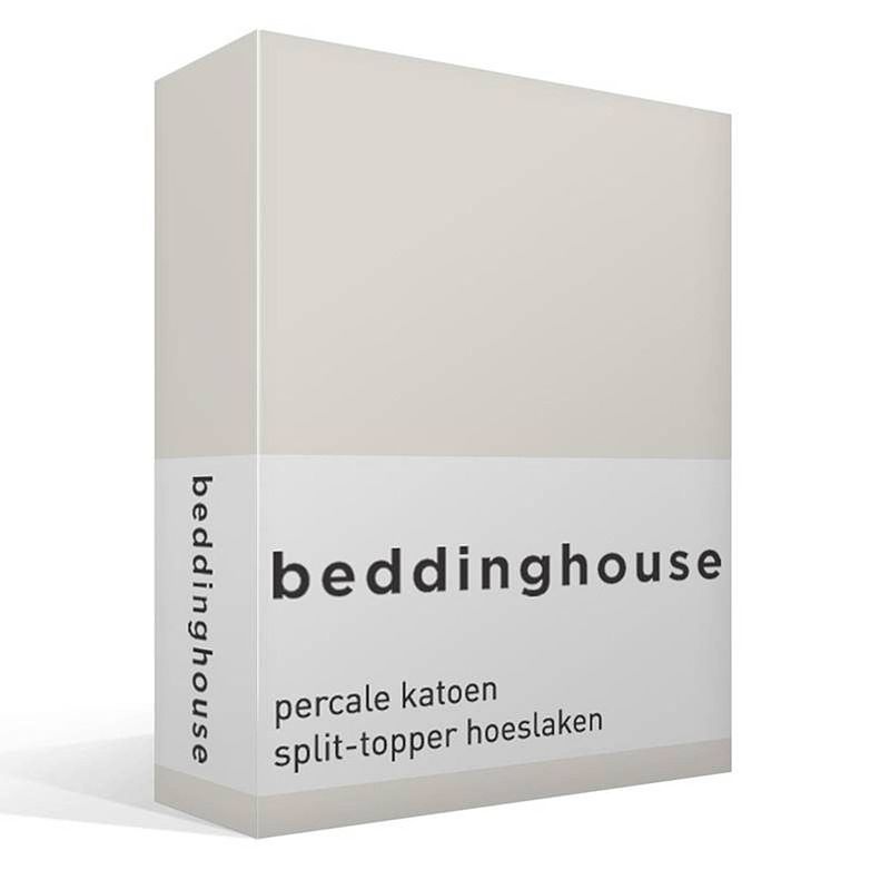 Foto van Beddinghouse percale katoen split-topper hoeslaken - 100% percale katoen - 2-persoons (140x200 cm) - off white