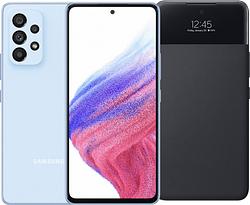 Foto van Samsung galaxy a53 128gb blauw 5g + s view book case zwart