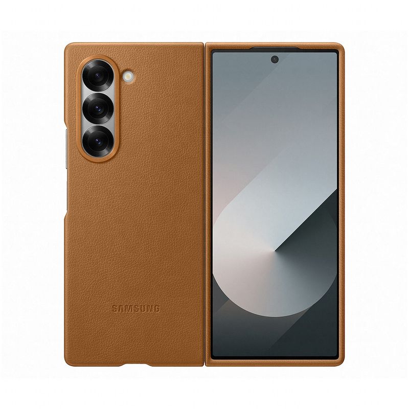 Foto van Samsung vegan leather case voor fold 6 telefoonhoesje bruin