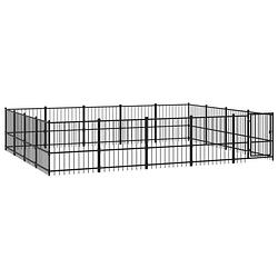 Foto van The living store hondenhok hondenkennel - zwart - 485x388x100 cm - stalen stangen - stevige constructie