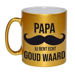 Foto van Papa je bent echt goud mok / beker goud 330 ml - vaderdag cadeau - feest mokken