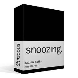 Foto van Snoozing - katoen-satijn - hoeslaken - 180x210 - zwart