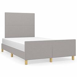 Foto van The living store bedframe - lichtgrijs - 203 x 126 x 118/128 cm - verstelbaar hoofdeinde - duurzaam materiaal -