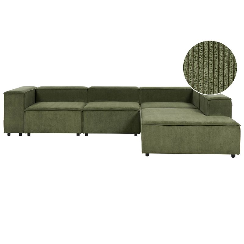 Foto van Beliani aprica - modulaire sofa-groen-corduroy