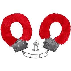 Foto van Pluche handboeien - rood - incl 2x sleutels - verkleedattributen