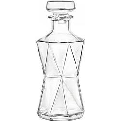 Foto van Glazen decoratie fles/karaf 1 liter/9,5 x 24,5 cm voor water of likeuren - whiskeykaraffen