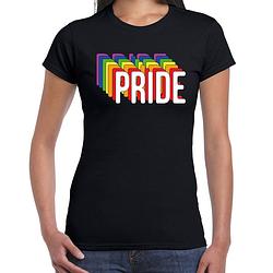 Foto van Bellatio decorations pride regenboog / lgbtq dames t-shirt - zwart l - feestshirts