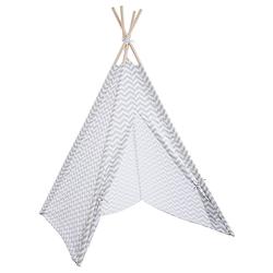 Foto van Gebor - speeltipi - kinder tipi - speeltent - kinder wigwam - grijs - wit - tipi om in te spelen - hout -