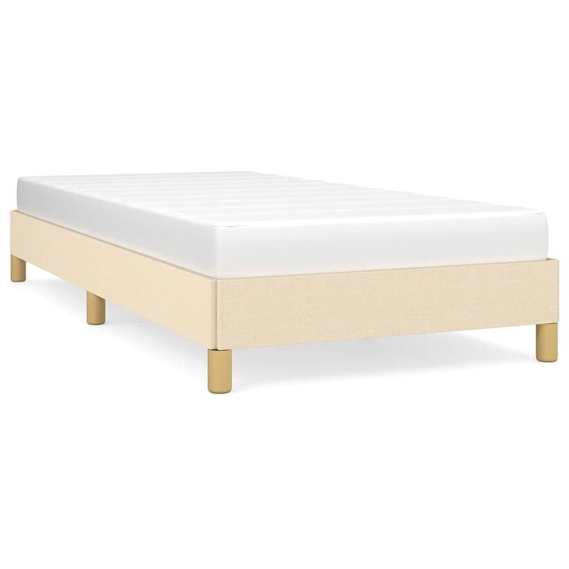 Foto van The living store bedframe crème 203x103x25 cm - duurzaam stof en multiplex - ondersteunende poten - multiplex