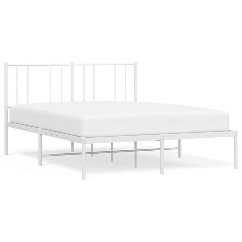 Foto van Vidaxl bedframe met hoofdbord metaal wit 160x200 cm