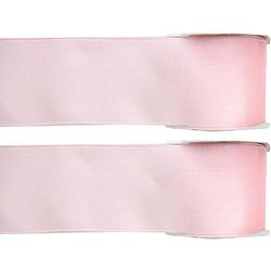 Foto van 2x hobby/decoratie roze satijnen sierlinten 2,5 cm/25 mm x 25 meter - cadeaulinten