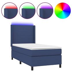 Foto van The living store boxspring - led - 203 x 83 x 118/128 cm - blauw