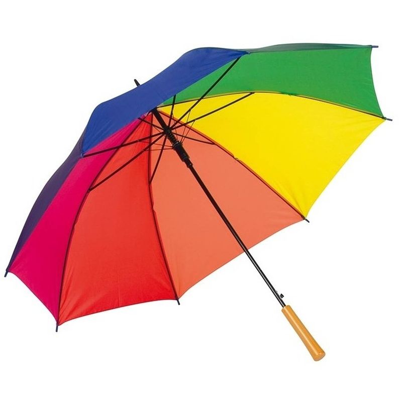 Foto van Regenboog paraplu met metalen steel 103 cm - paraplu's