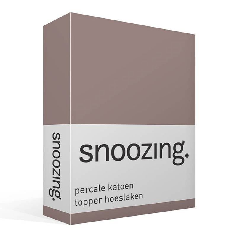 Foto van Snoozing - topper - hoeslaken - 180x200 cm - percale katoen - taupe