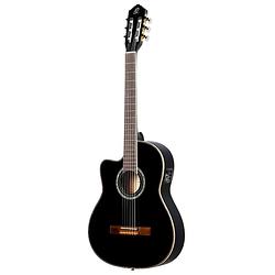 Foto van Ortega rce145lbk family series pro full-size guitar black linkshandige e/a klassieke gitaar met gigbag