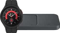 Foto van Samsung galaxy watch5 pro 4g zwart 45mm + duo draadloze oplader 15w