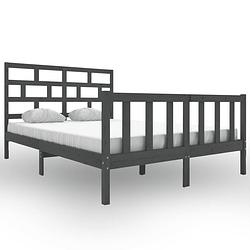 Foto van Vidaxl bedframe massief grenenhout grijs 160x200 cm