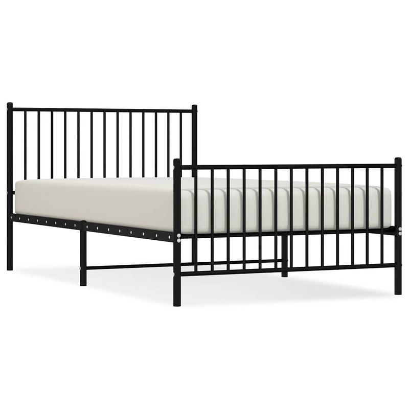 Foto van Vidaxl bedframe met hoofd- en voeteneinde metaal zwart 107x203 cm