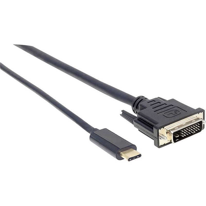 Foto van Manhattan 152457 dvi / usb-c adapter [1x usb-c stekker - 1x dvi-d-stekker] zwart 200.00 cm