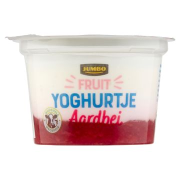 Foto van 4 voor € 2,50 | jumbo yoghurtje fruit met aardbeien 200g aanbieding bij jumbo