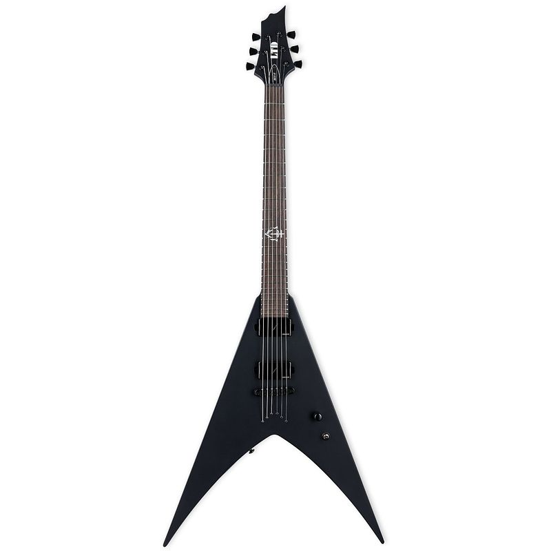 Foto van Esp ltd hex-6 black satin nergal signature elektrische gitaar met koffer