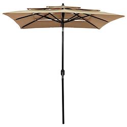 Foto van The living store parasol 3-laags - 200 x 200 x 240 cm - uv-beschermend polyester - taupe