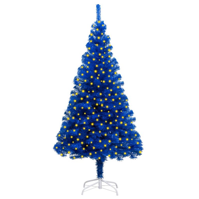 Foto van Vidaxl kunstkerstboom met led's en standaard 210 cm pvc blauw