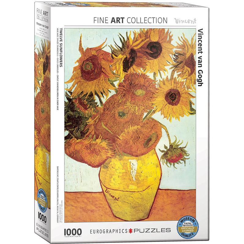 Foto van Eurographics puzzel twelve sunflowers - vincent van gogh - 1000 stukjes