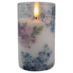 Foto van Magic flame - led kaars in glas bloem 12,5cm blauw